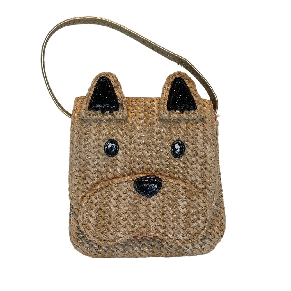 Dog Purse Straw Woven Novelty‎ Bag Puppy Animal Cute Small Mini Kids
